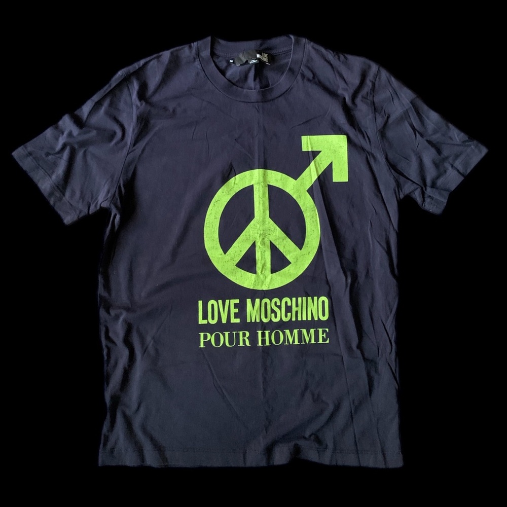 Love Moschino Navy T-Shirt with Neon Green Graphic